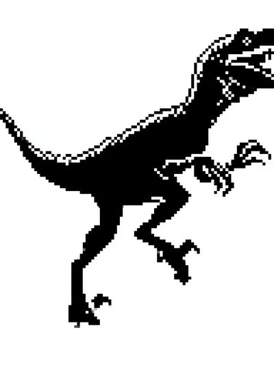Pixel Raptor Silhouette Poster. poster
