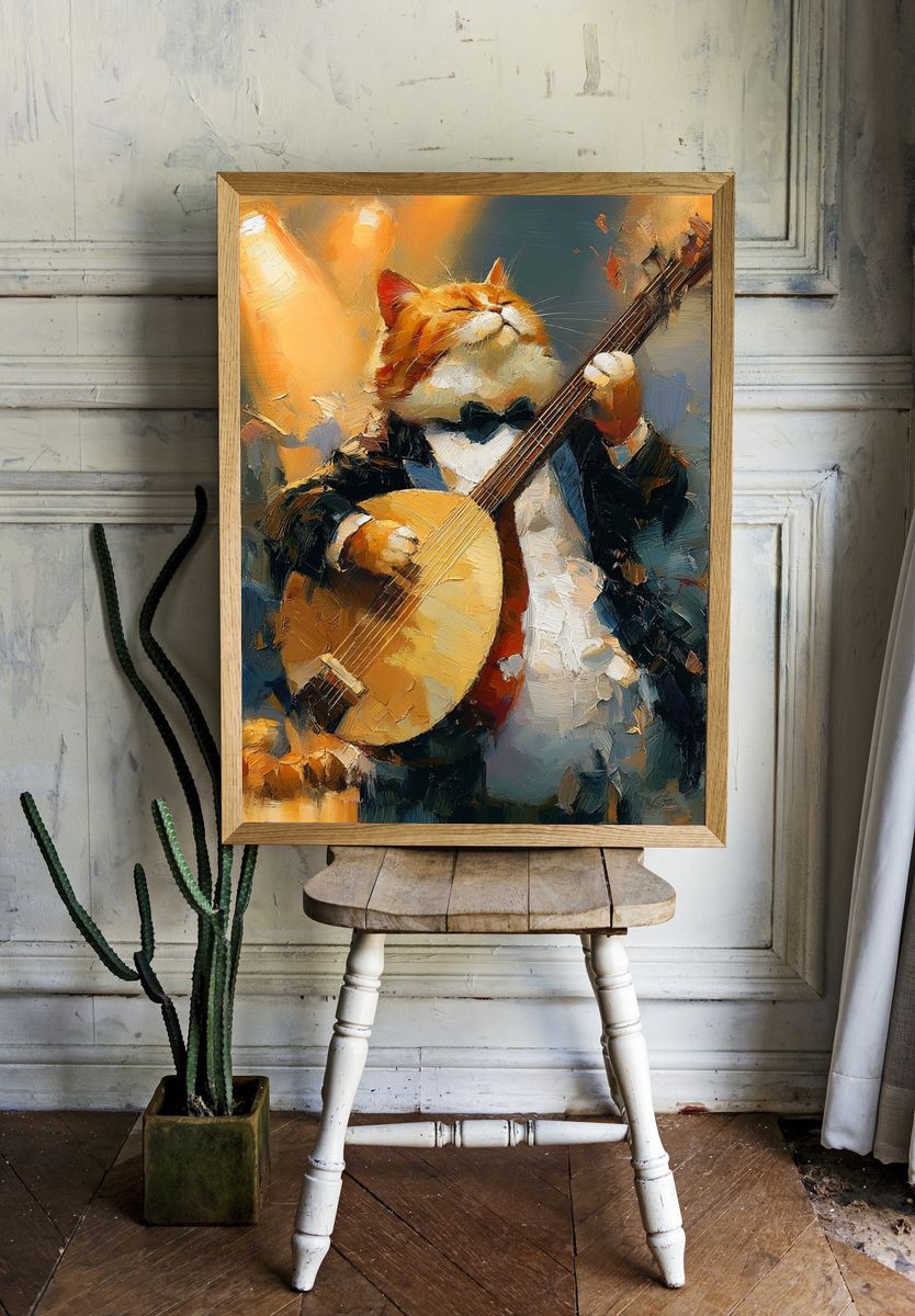 Jazz Cat Banjo Poster. room preview