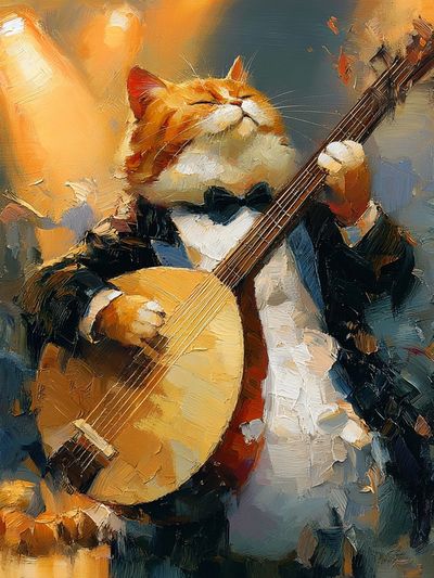 Jazz Cat Banjo Poster.