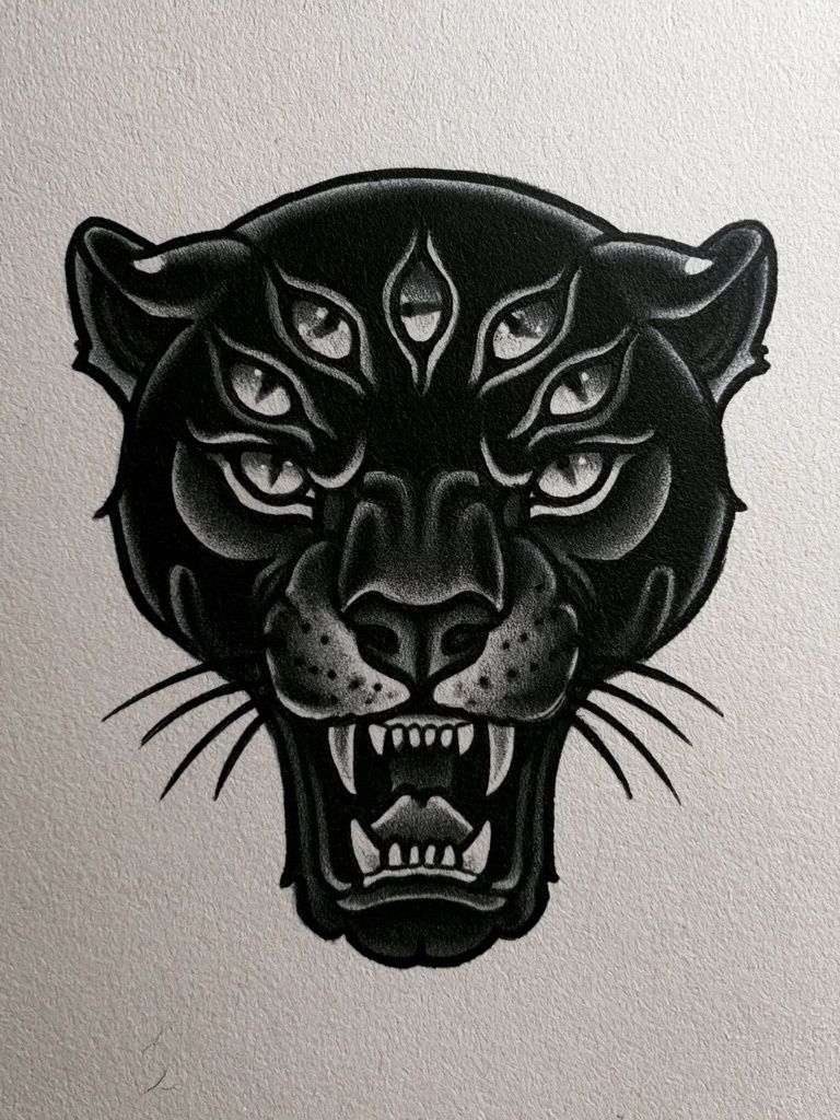 Black Panther Tattoo Style Poster. poster detail