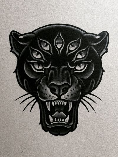 Black Panther Tattoo Style Poster.
