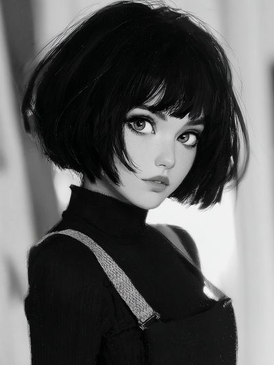 Anime Portrait Black-White Poster. poster