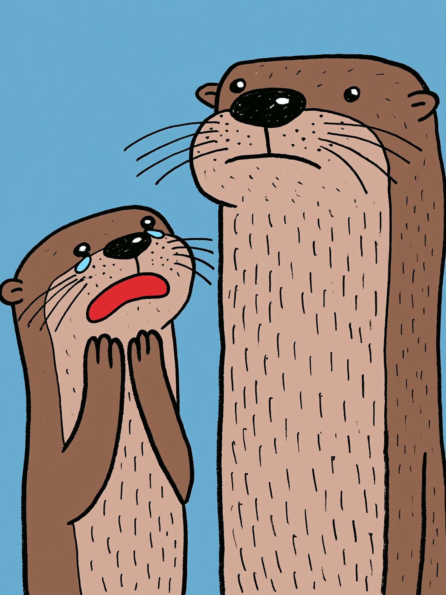 Cute Otter Duo Illustration Poster. poster detail