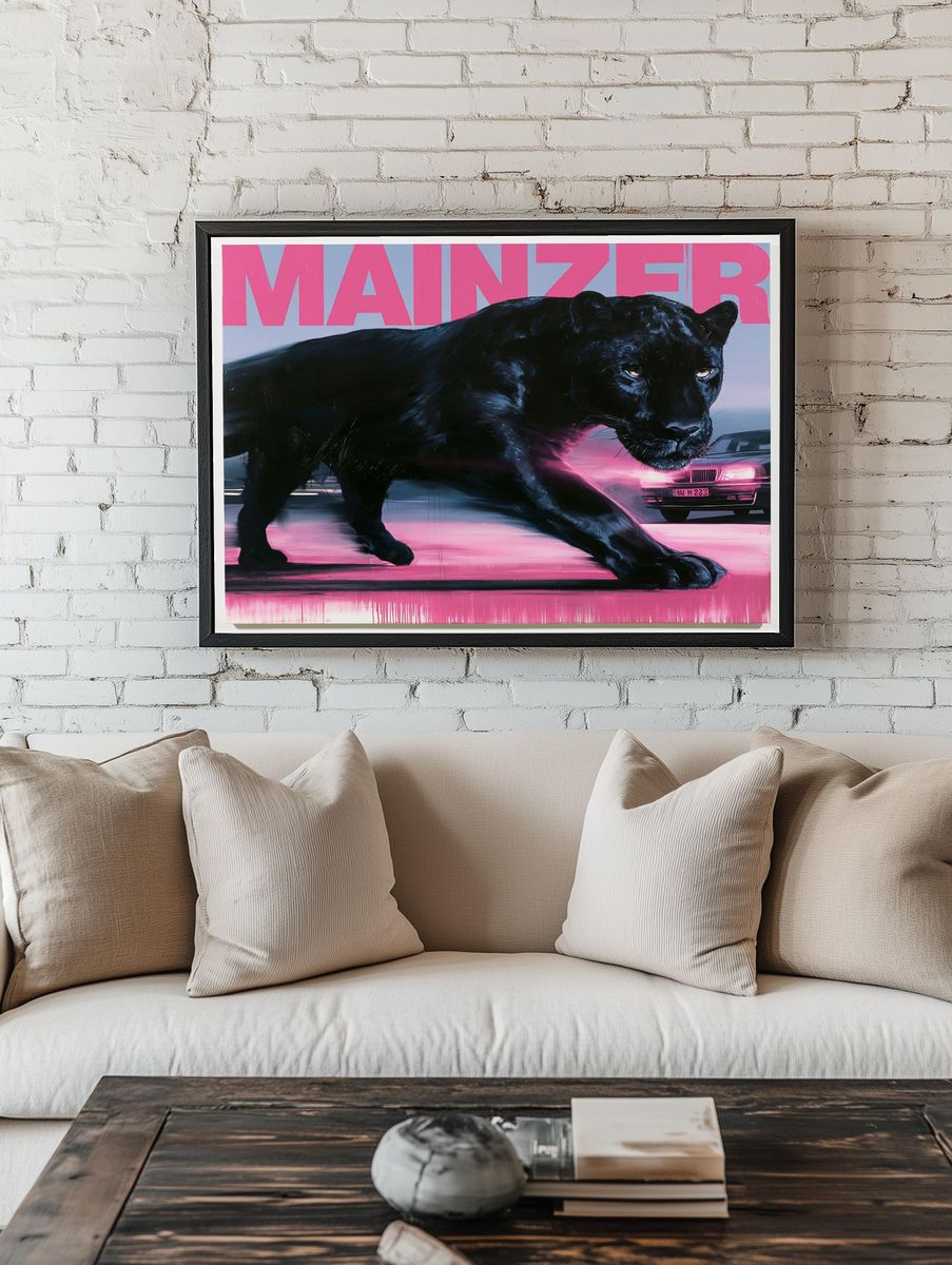 Black Panther Neon Chase Poster. room preview
