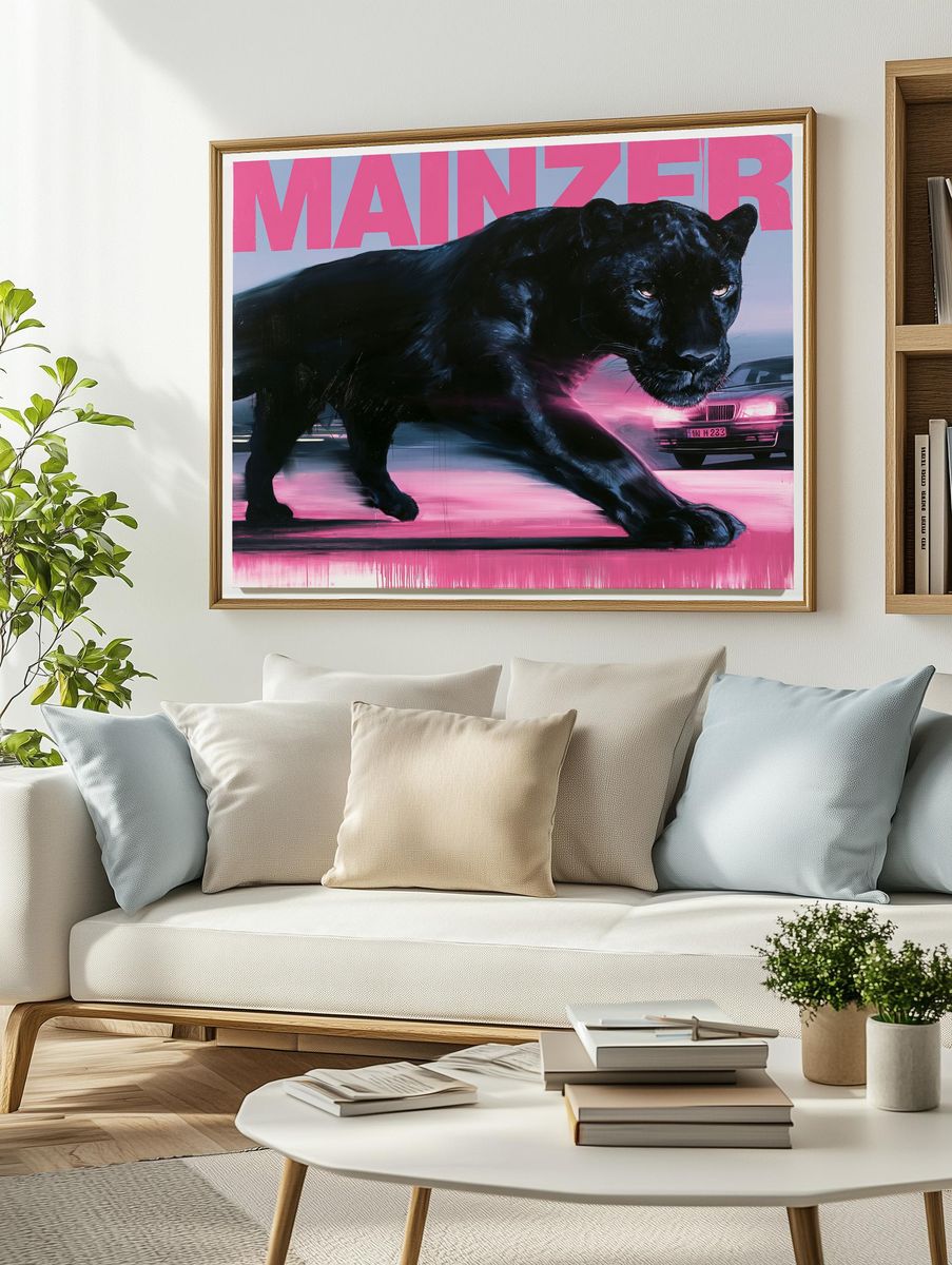 Black Panther Neon Chase Poster. — room view 2