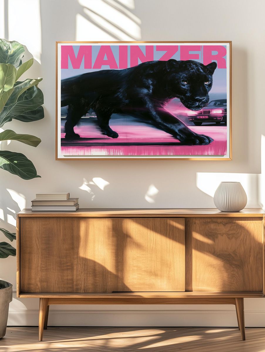 Black Panther Neon Chase Poster. — room view 3