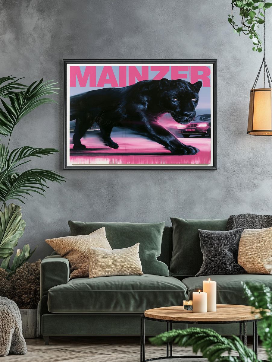 Black Panther Neon Chase Poster. — room view 4