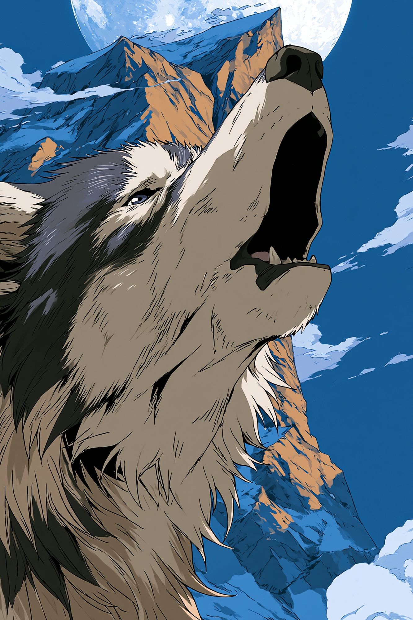 Howling Wolf Moon Poster. poster — anime art