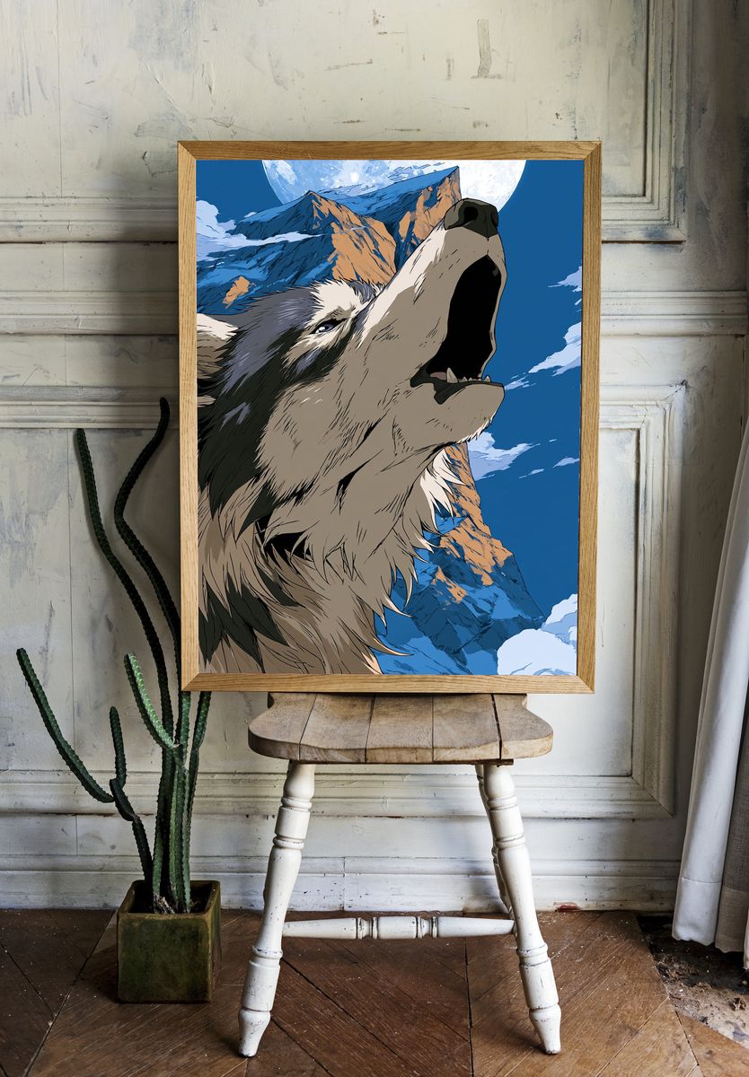 Howling Wolf Moon Poster. room preview