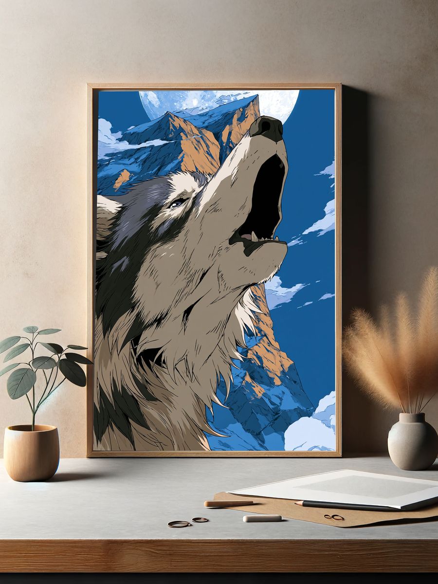 Howling Wolf Moon Poster. — room view 2