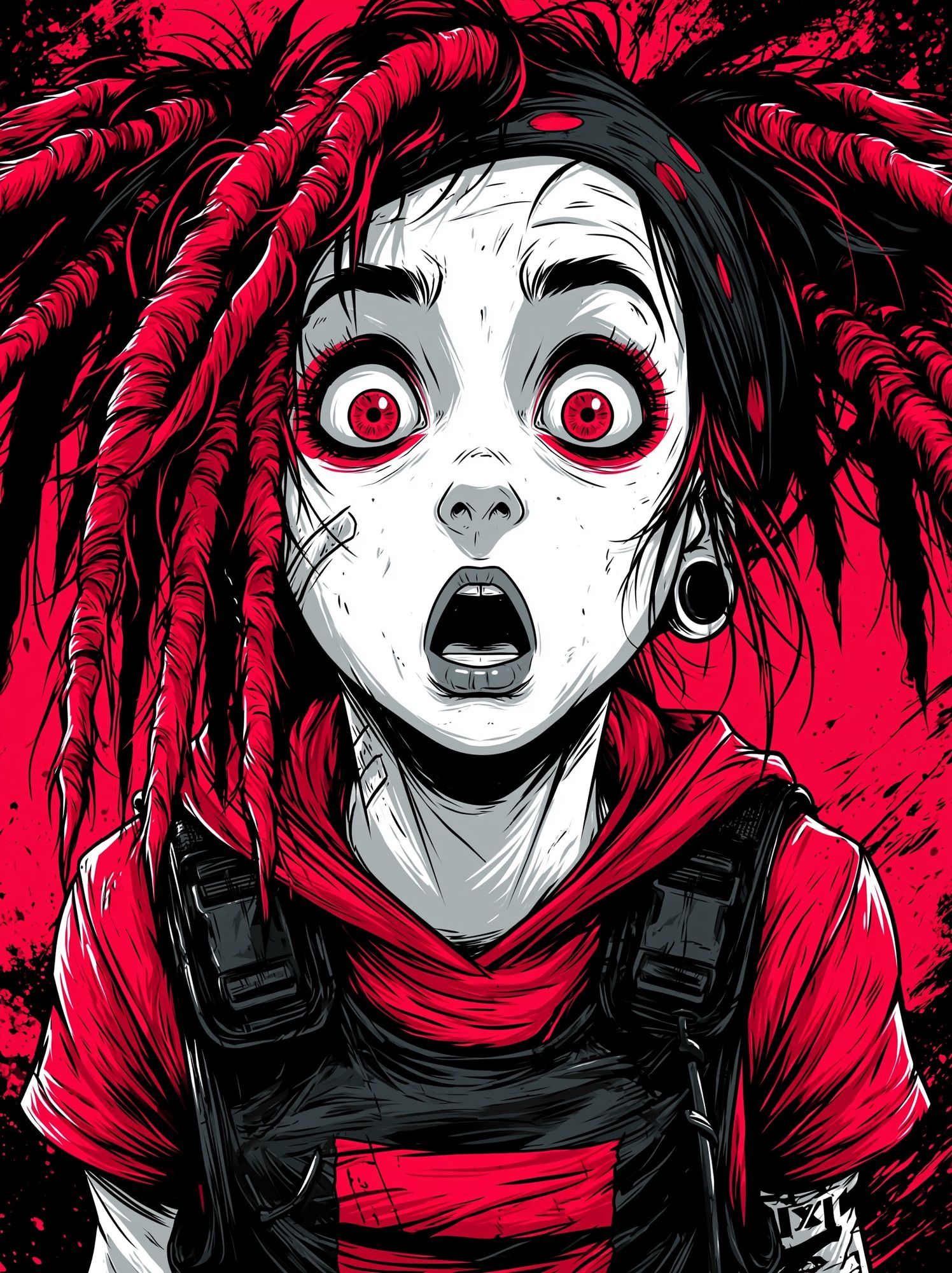 Gothic Horror Girl Illustration Poster. poster — anime art