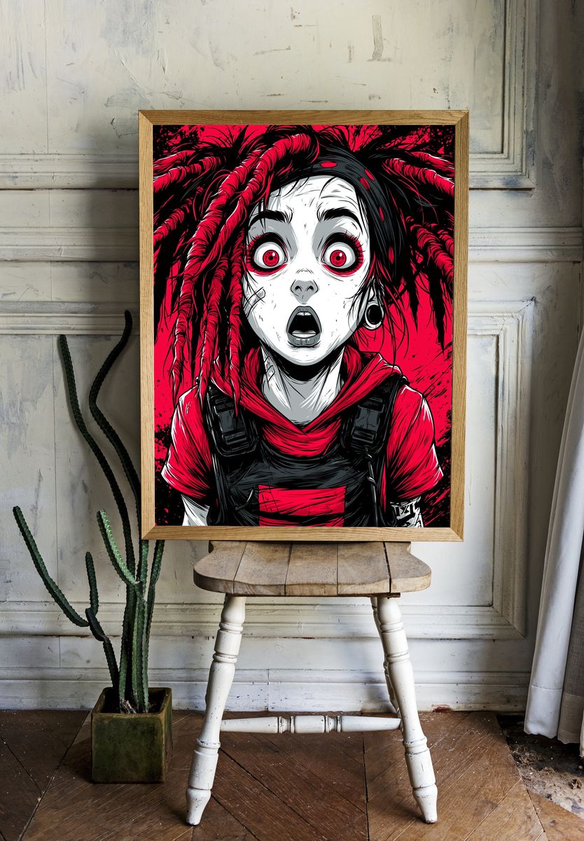 Gothic Horror Girl Illustration Poster. room preview