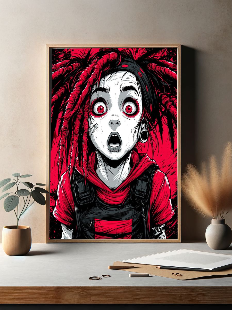 Gothic Horror Girl Illustration Poster. — room view 2