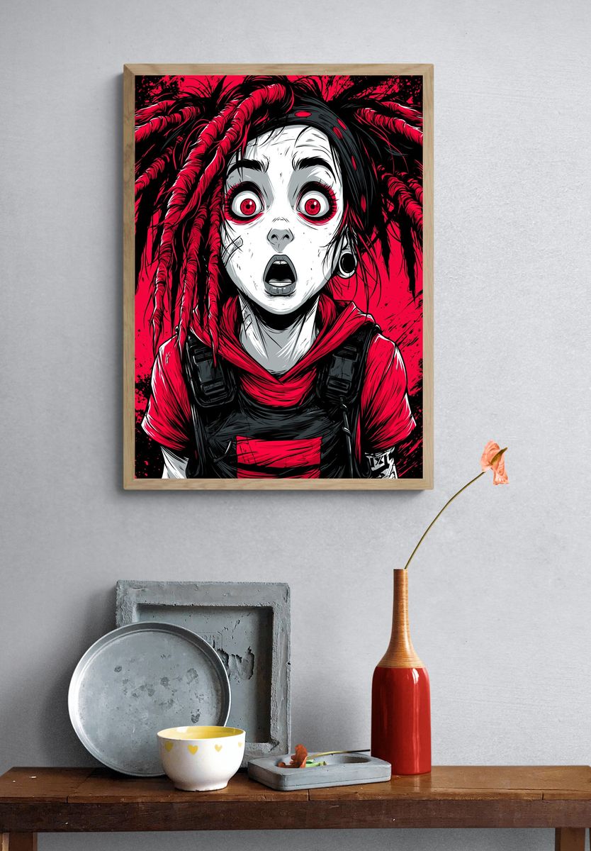 Gothic Horror Girl Illustration Poster. — room view 3