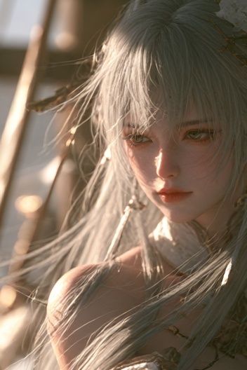 Silver-Haired Fantasy Portrait Poster. poster detail