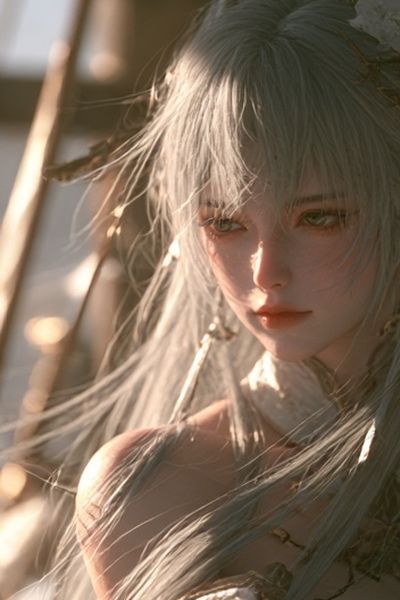 Silver-Haired Fantasy Portrait Poster.