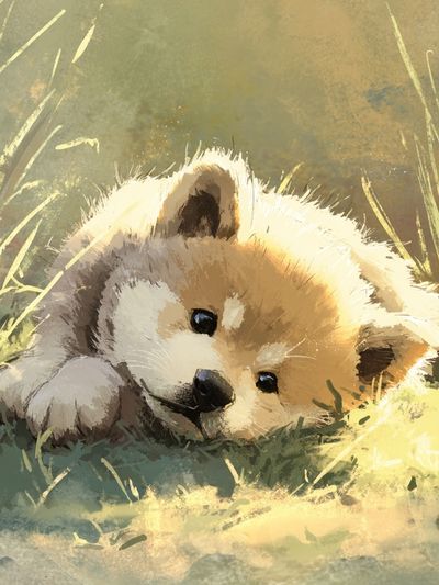 Sleeping Puppy Watercolor Poster. poster print