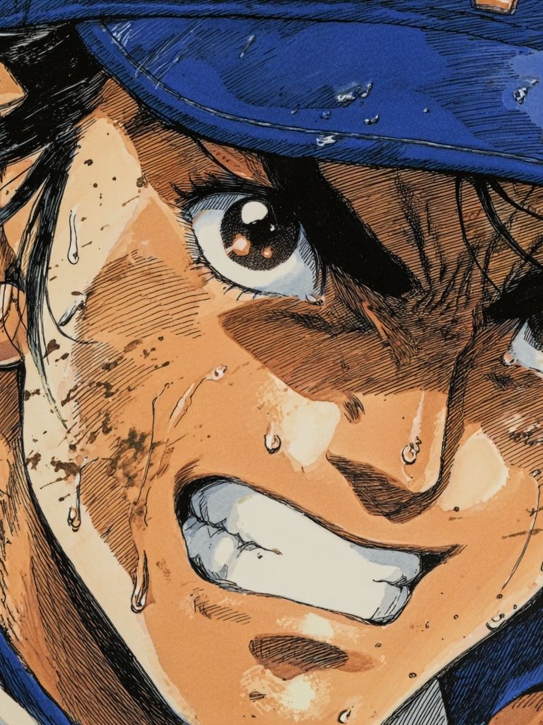 Baseball Anime Portrait Print. poster detail
