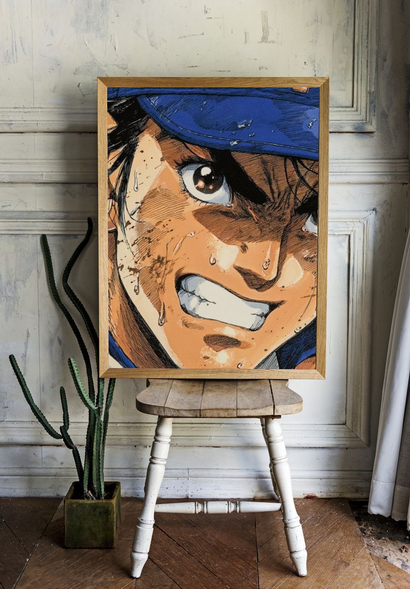 Baseball Anime Portrait Print. — room view 1