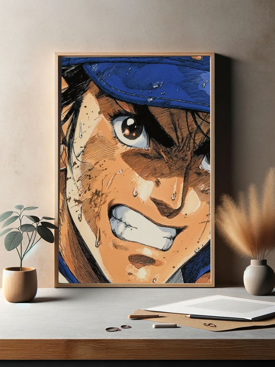 Baseball Anime Portrait Print. — room view 2