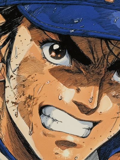 Baseball Anime Portrait Print. poster