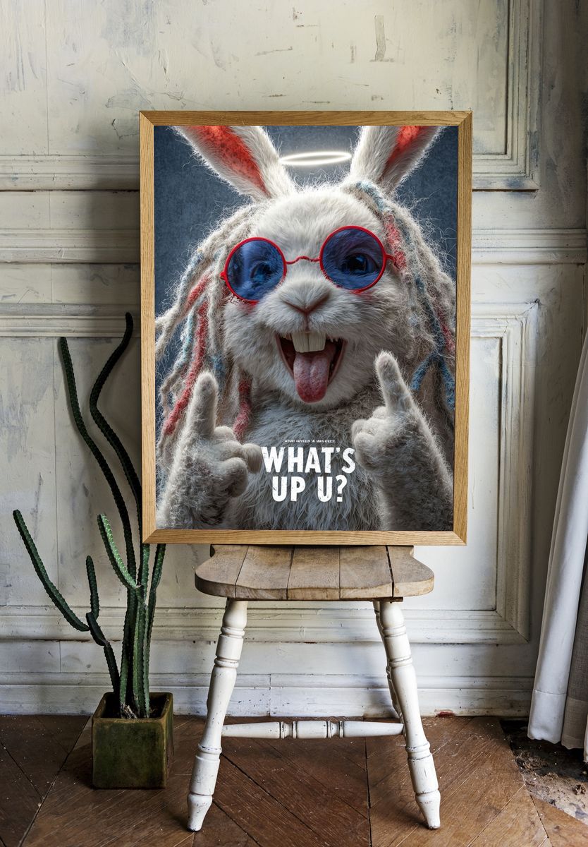Cool Bunny Typography Poster. — room view 1