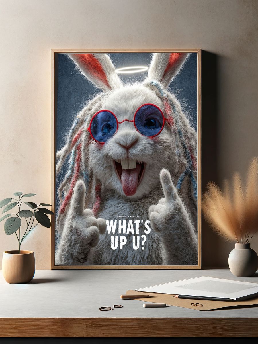 Cool Bunny Typography Poster. — room view 2
