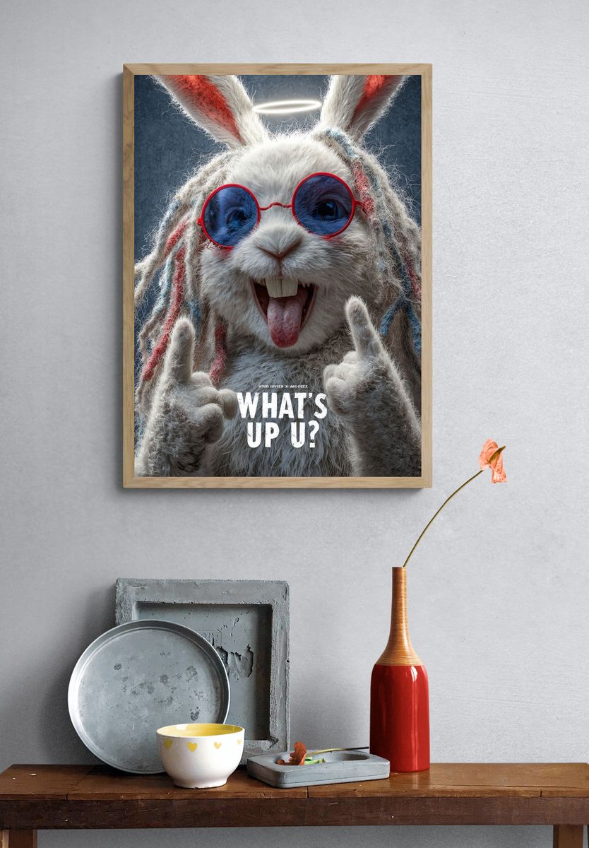 Cool Bunny Typography Poster. — room view 3