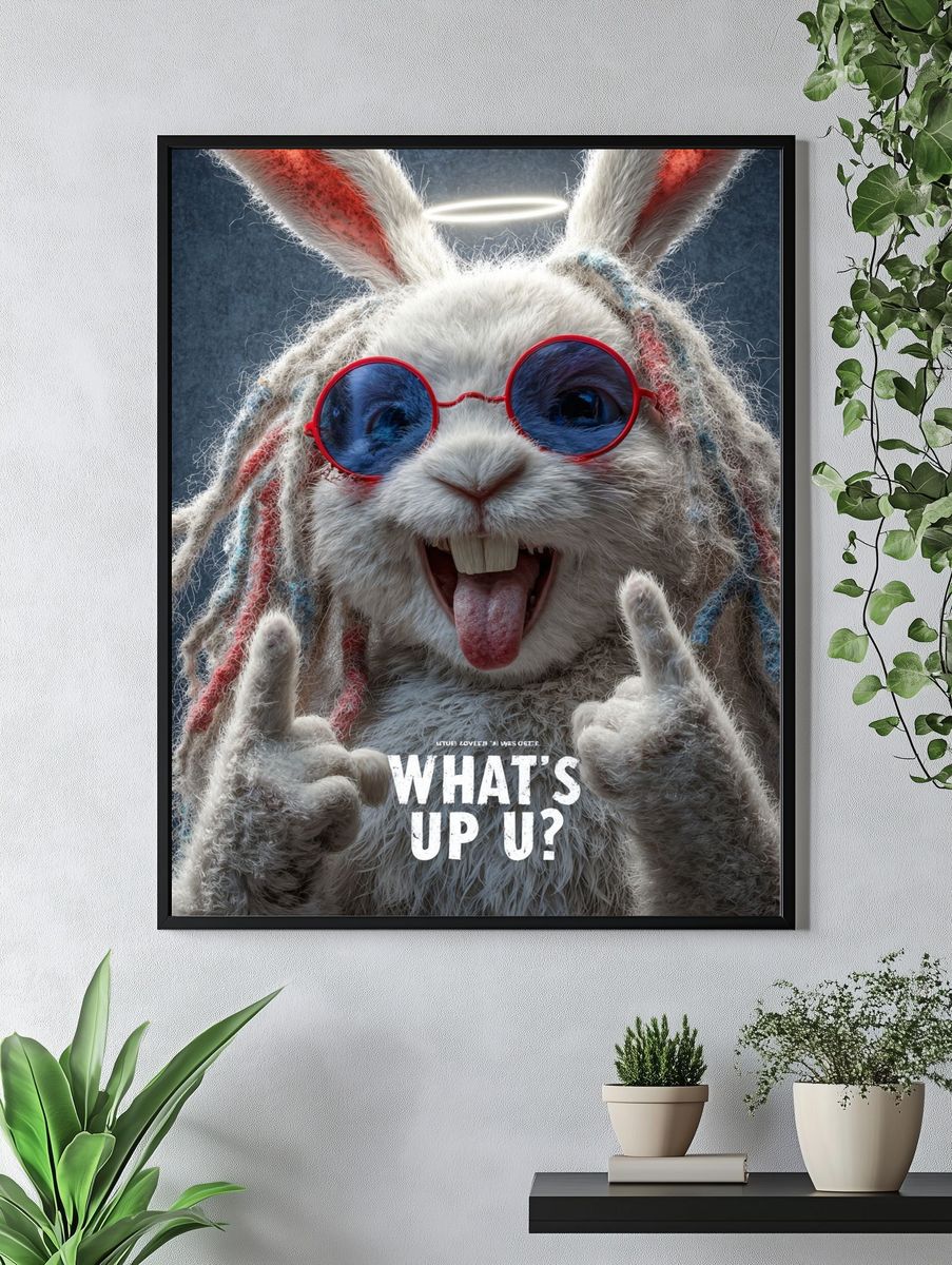 Cool Bunny Typography Poster. — room view 4