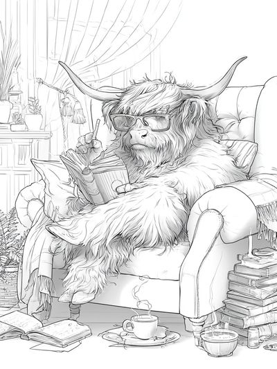 Cozy Highland Cow Reading Poster.