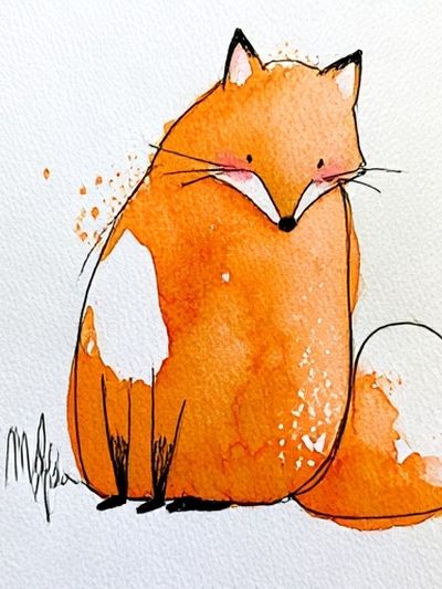 Orange Fox Watercolor Poster.