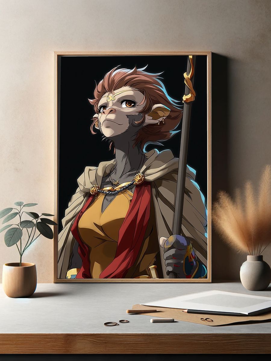Monkey Warrior Digital Art Poster. — room view 2