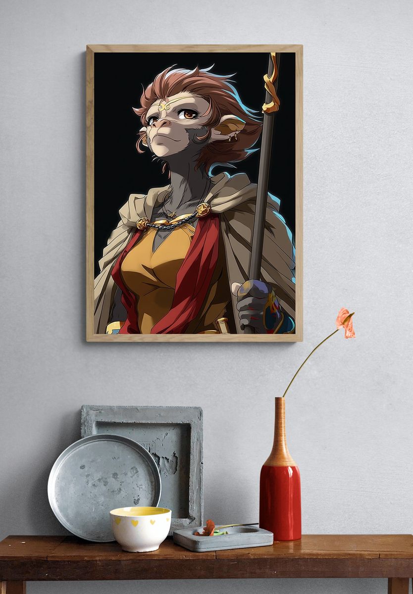 Monkey Warrior Digital Art Poster. — room view 3