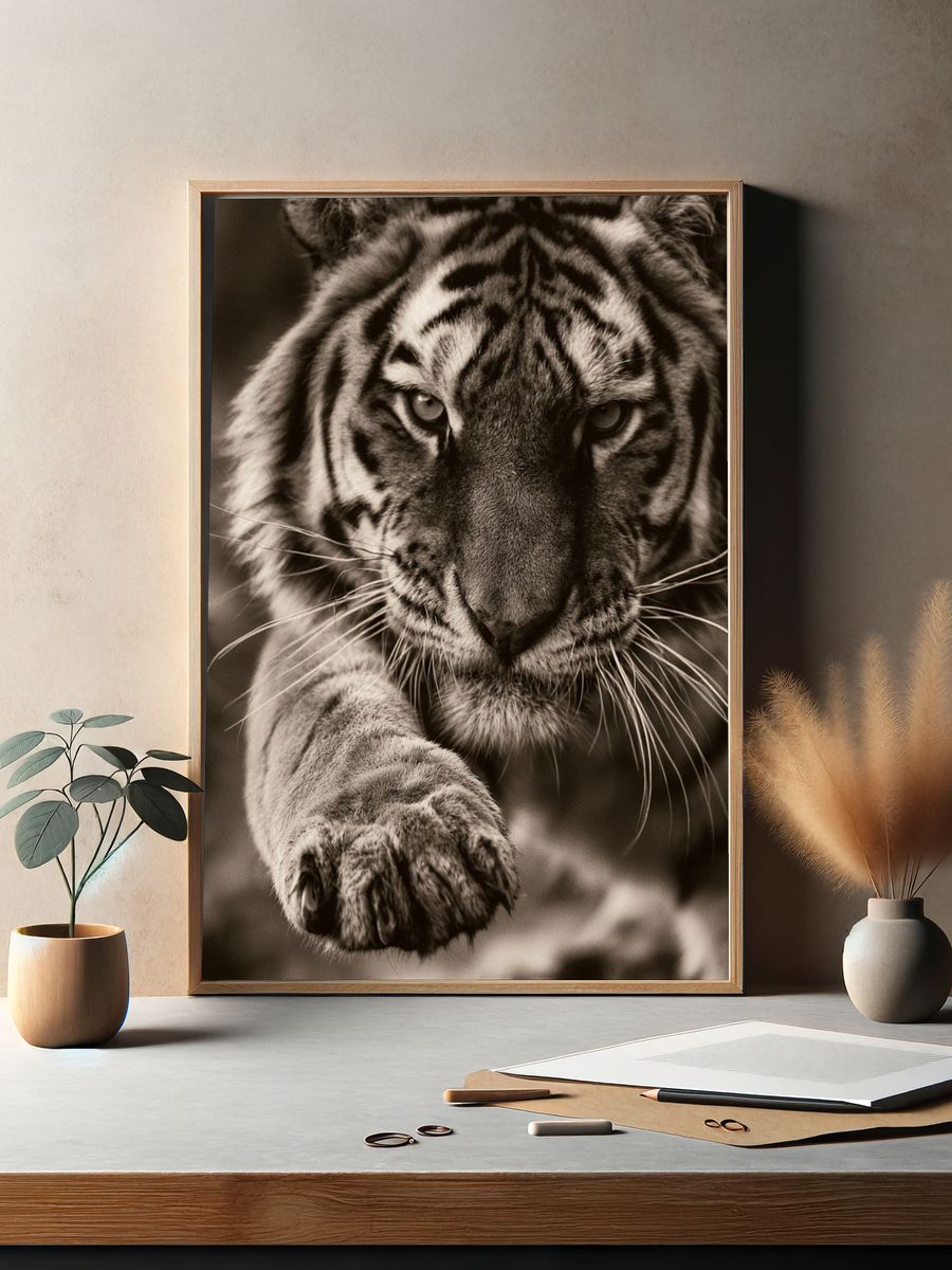 Tiger Close-Up Photography Poster. — room view 2