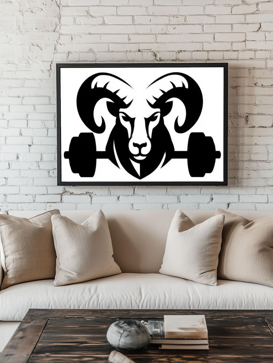 Ram Weightlifting Silhouette Poster. room preview