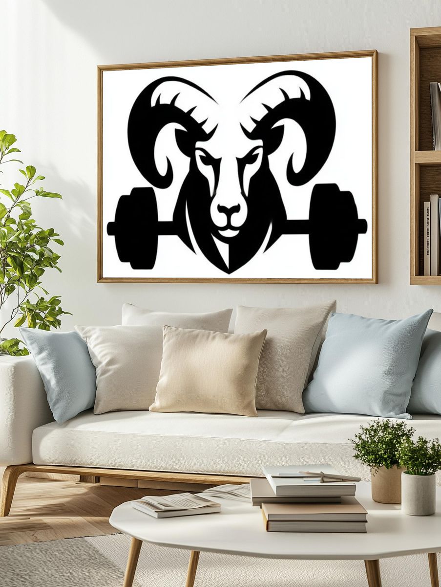 Ram Weightlifting Silhouette Poster. — room view 2