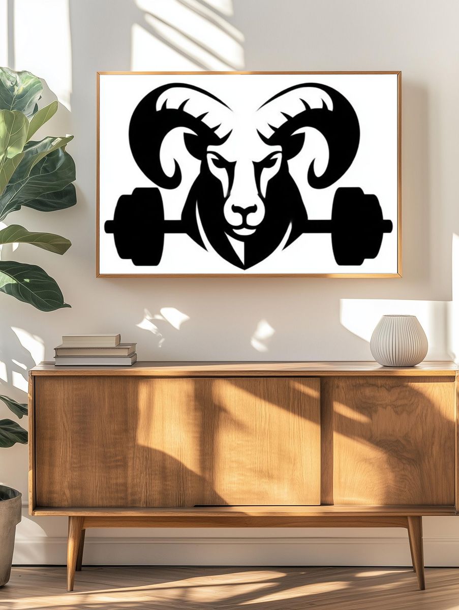 Ram Weightlifting Silhouette Poster. — room view 3