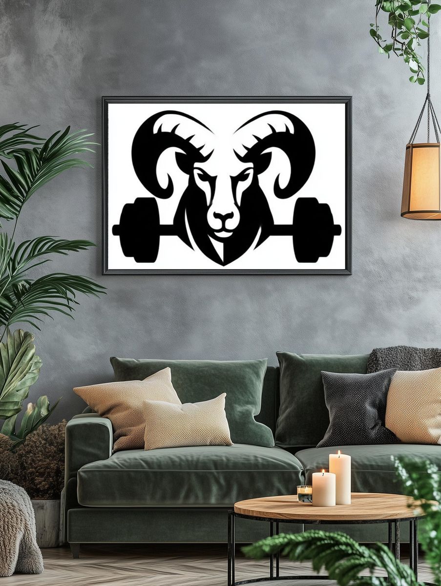 Ram Weightlifting Silhouette Poster. — room view 4