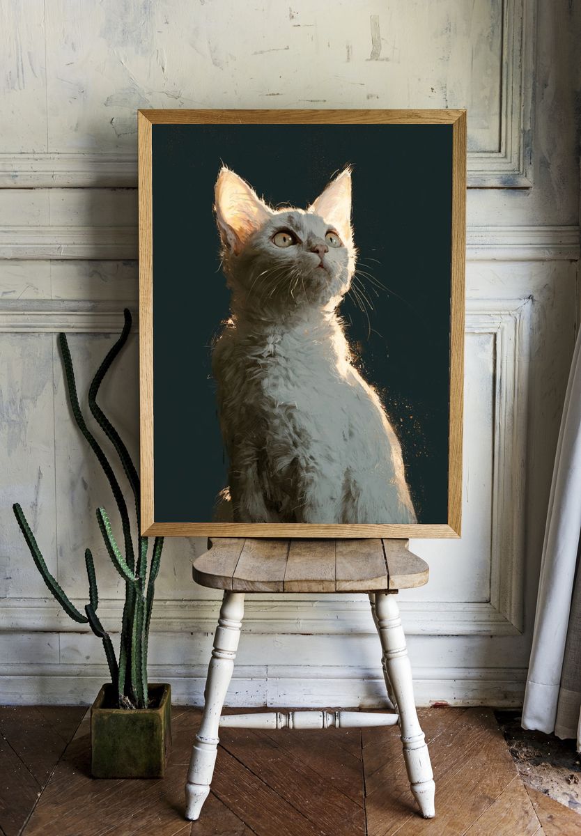 White Cat Portrait Poster. room preview