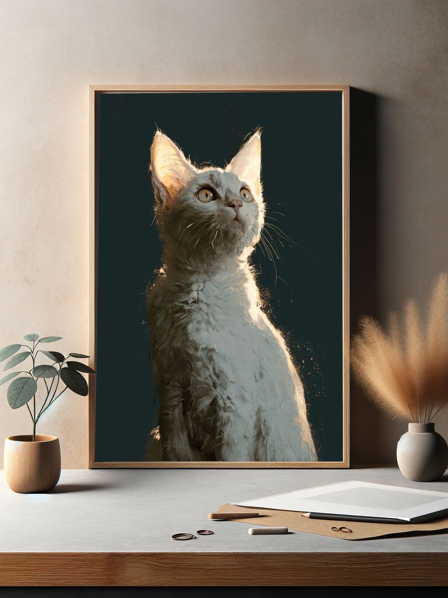 White Cat Portrait Poster. — room view 2