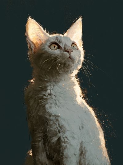 White Cat Portrait Poster. poster