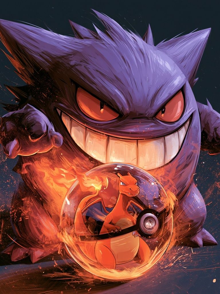 Gengar and Charizard Anime Poster. poster detail