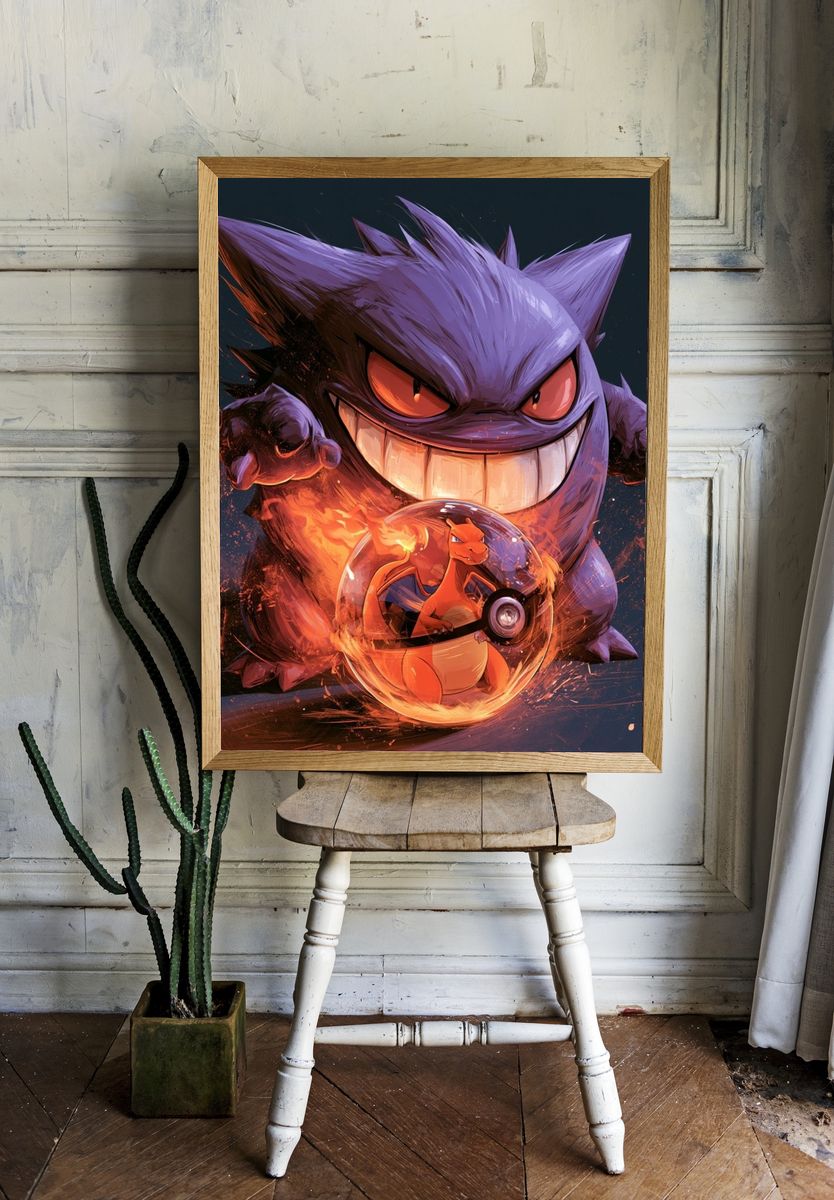 Gengar and Charizard Anime Poster. — room view 1