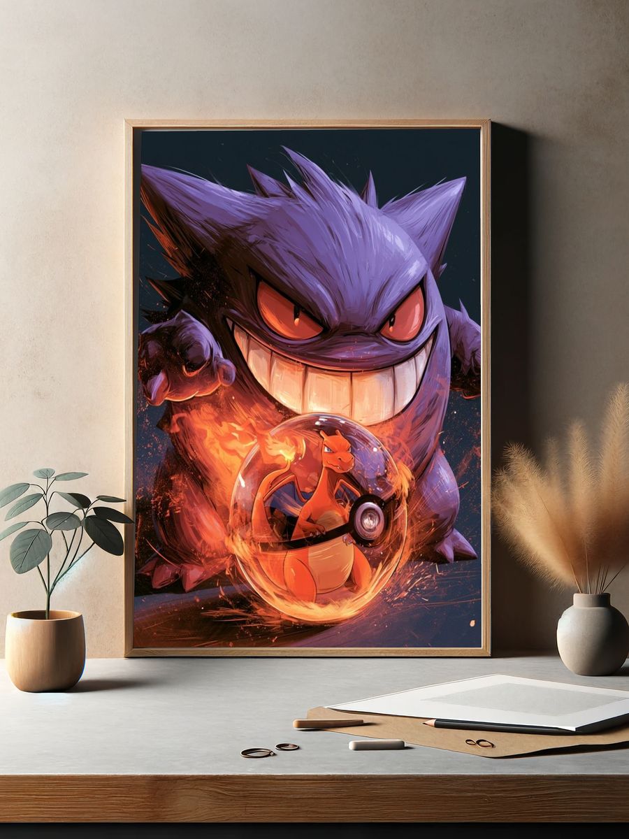 Gengar and Charizard Anime Poster. — room view 2