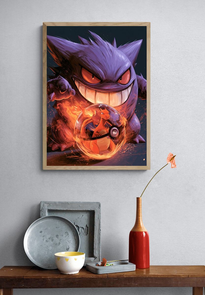 Gengar and Charizard Anime Poster. — room view 3