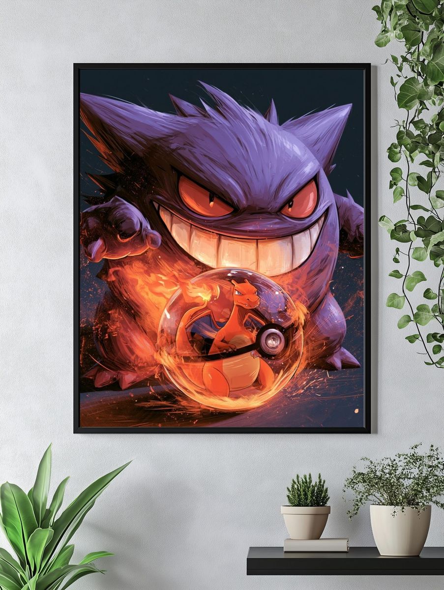 Gengar and Charizard Anime Poster. — room view 4
