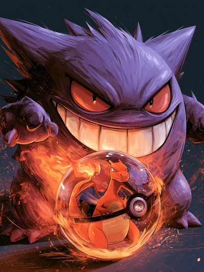 Gengar and Charizard Anime Poster.