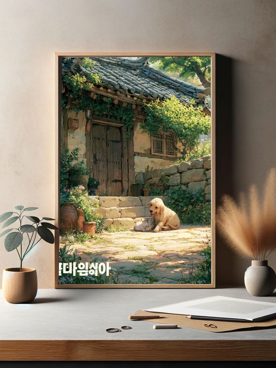 Countryside Puppy Cottage Poster. — room view 2
