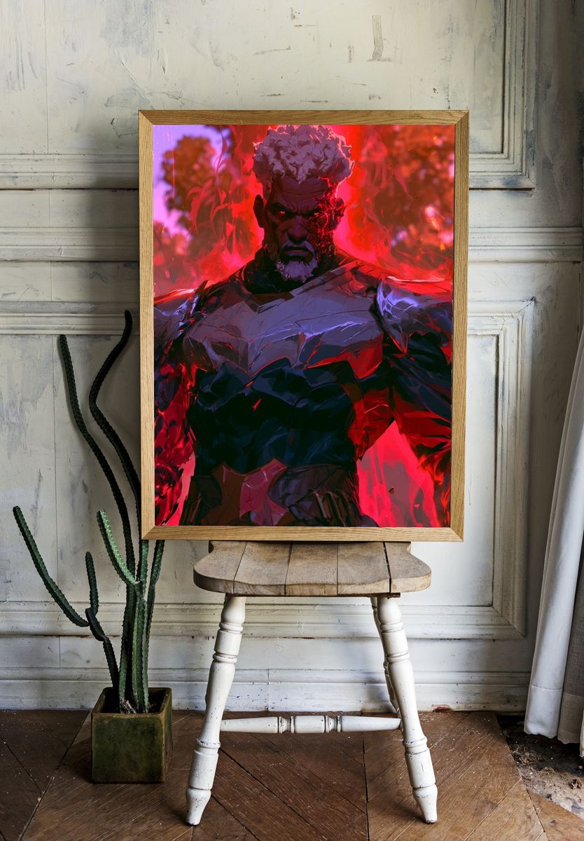 Fiery Anime Warrior Poster. room preview