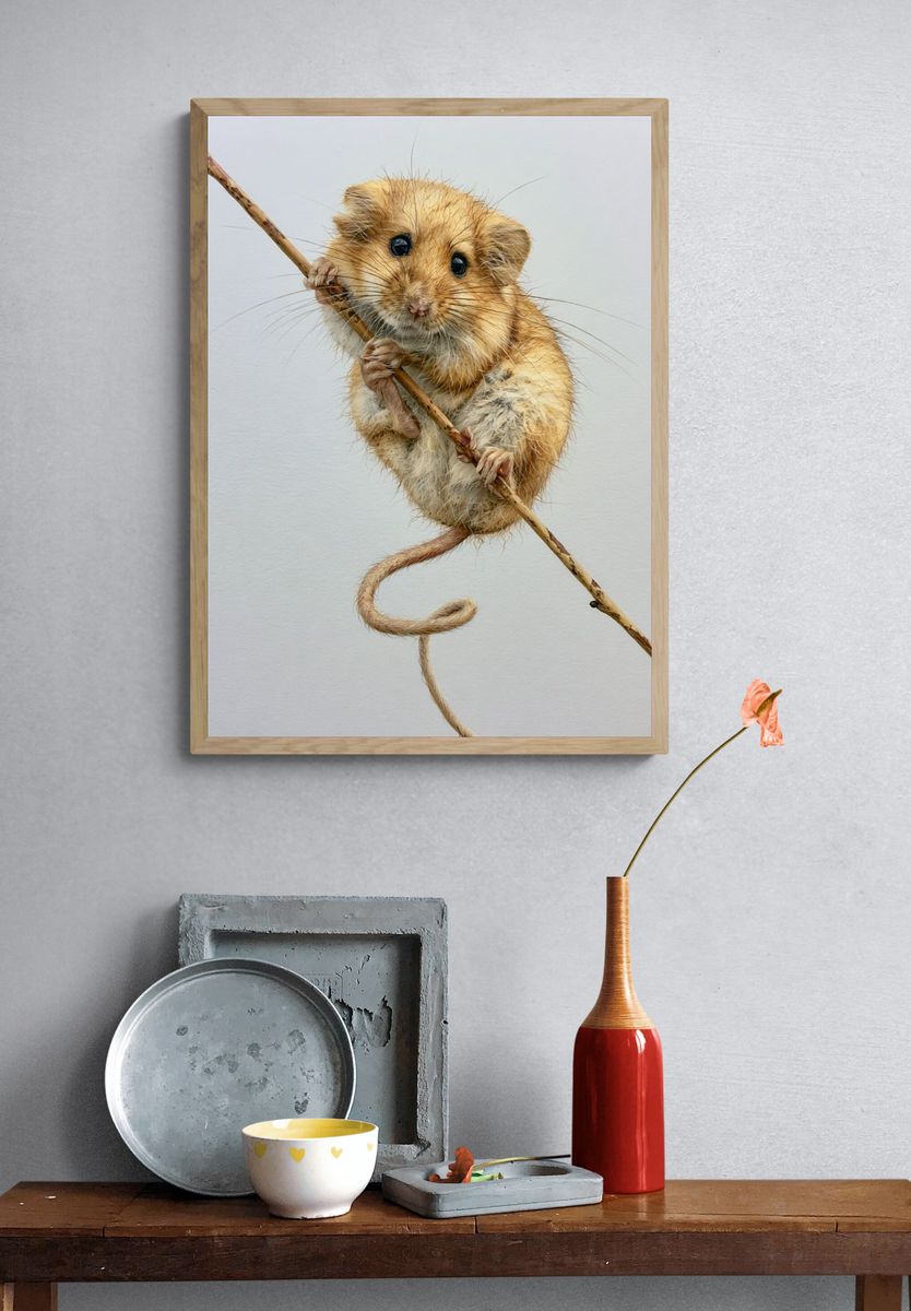 Mouse on Branch Illustration Poster. — room view 3